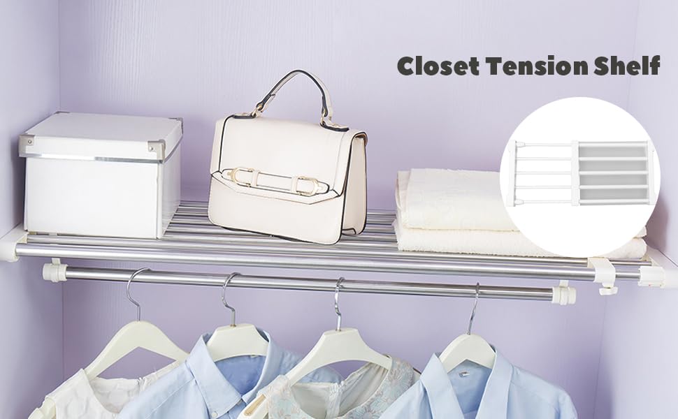 Étagère De Tension Extensible Pour Placard - Installation Sans Perçage - 38 à 55 Cm - Idéal Rangement Vêtements Et Chaussures