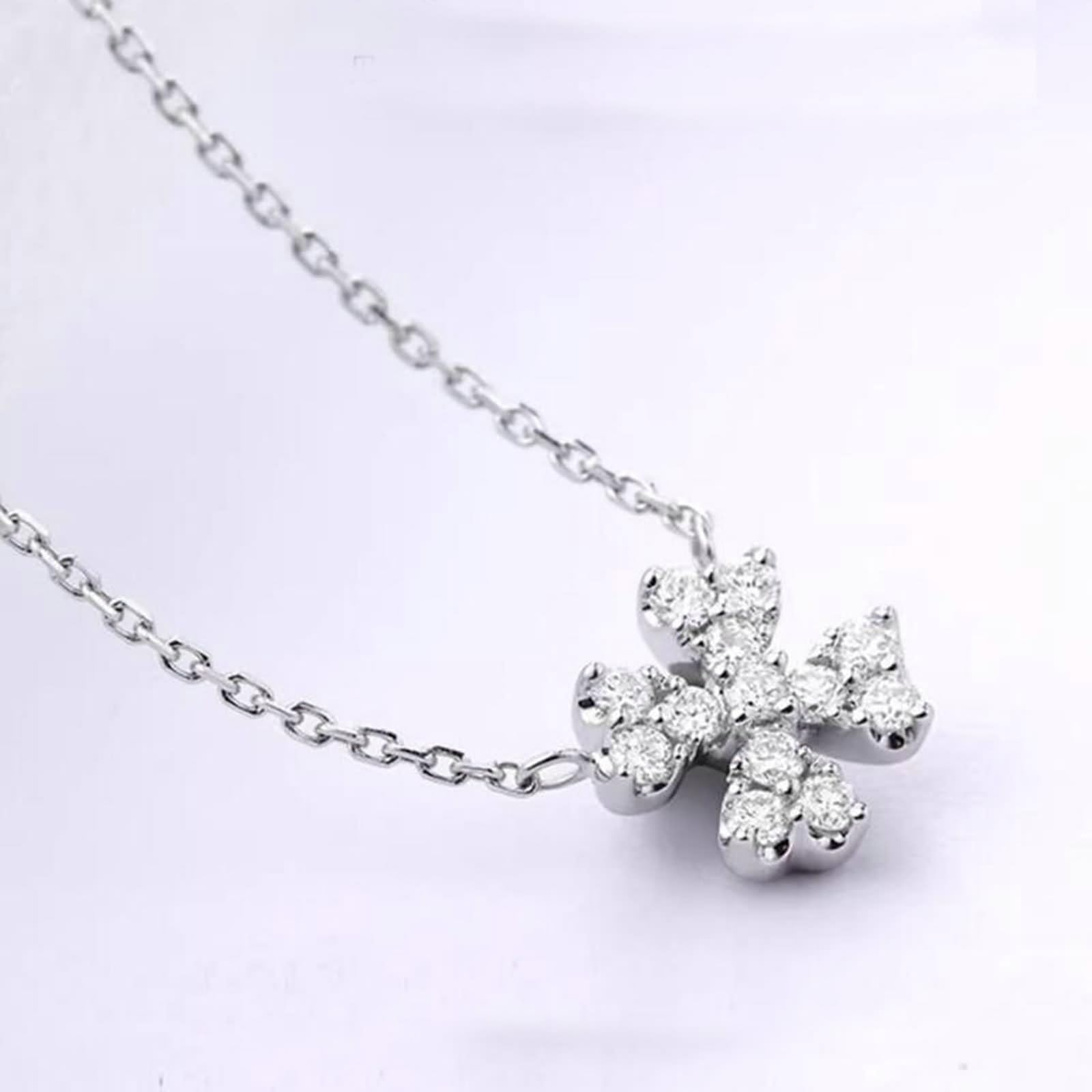 Łańcuszek przyjaźni Cool, łańcuszek z wisiorkiem damski, długi liść, 0,15 ct diament białe złoto, 45 cm