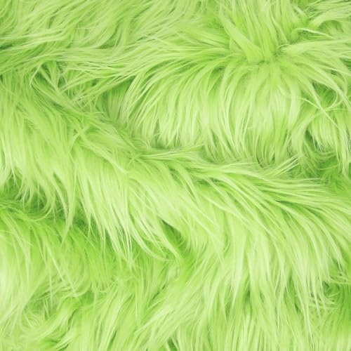 Kullaloo Lime Green Faux Fur Fabric | Acrylic-Free, Solid Long Pile Fake Fur Fabric For Crafts, Gnomes, Sewing Plushies, Home Textiles, Costumes, Apparel | 39.5' X 19.5' | Fantastic Furs Fuzzy Fur