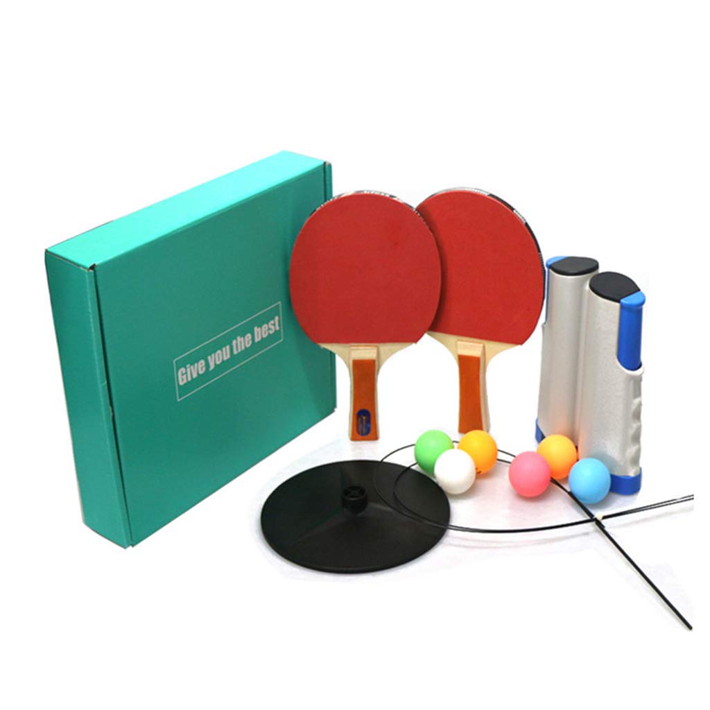 ZQQ Ping Pong Set with Retractable Net, Portable Table Tennis Trainer with 6 Balls 2 Ping Pong Paddles for Recreational Games Home Workout