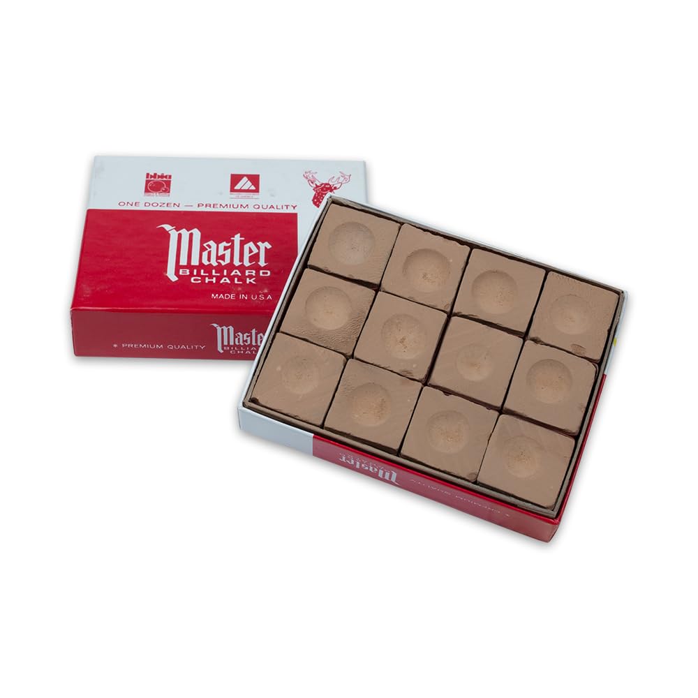 Imperial Master Billiard Pool Chalk, Pack of 12 Cubes, Gold, with Protective Box - Professional Billiards Chalk for Smooth, Even Coating on Cue Tip - Pool Table Accessories Gifts for Men, 18-325