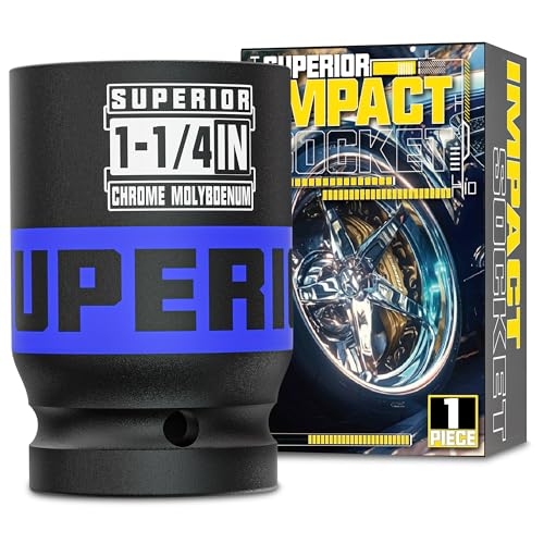 Image of 1 inch Drive Impact Socket, 1-1 /4 Inch Deep Socket, SAE Axle Nut Socket, 6 Point, CR-MO, Automotive, Truck Maintenance, Heavy Equipment Repair