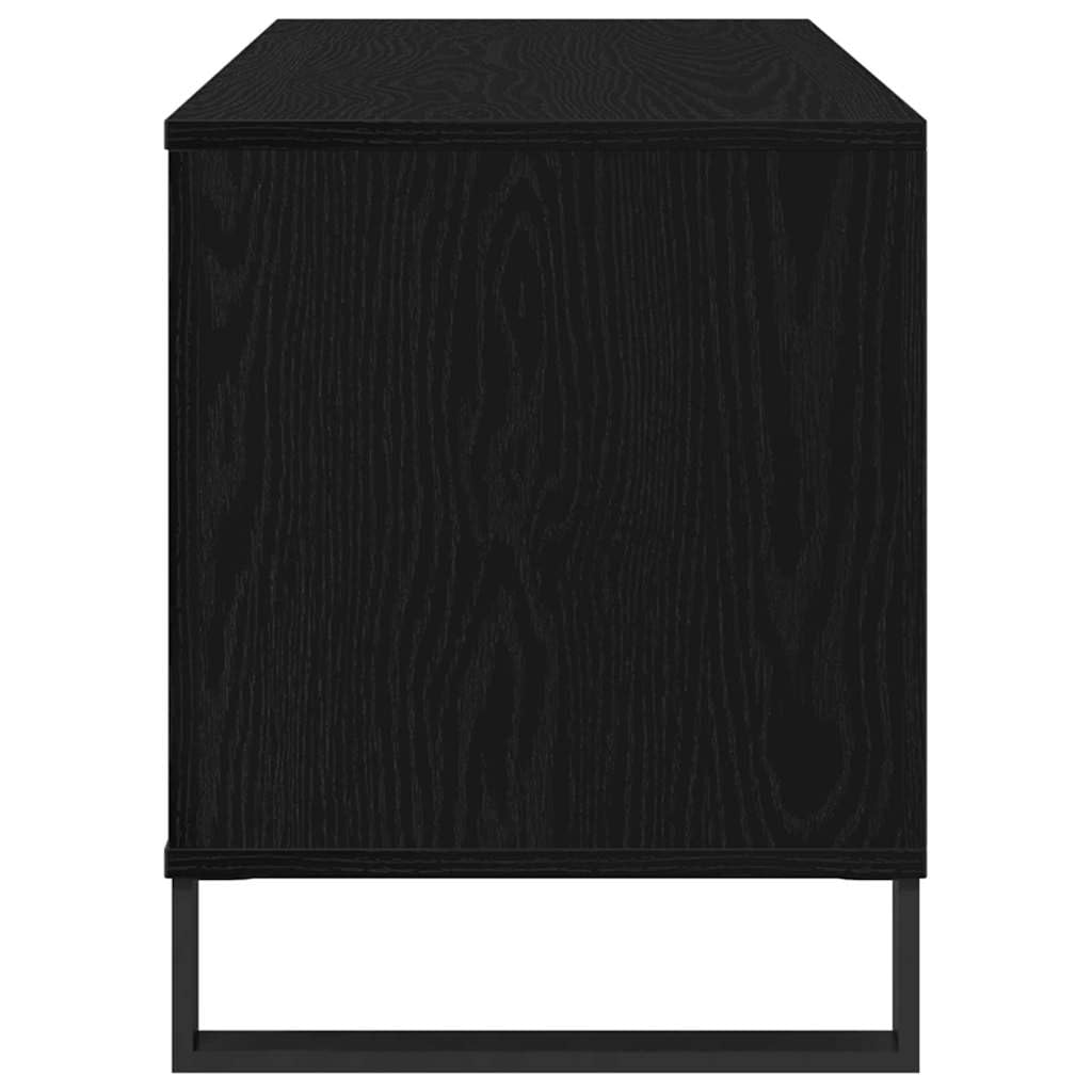 Armadietto per vinili, effetto rovere nero, 100 x 38 x 48 cm, in legno con 6 ripiani, mobile multimediale e mobile basso per soggiorno, home theater, TV, DVD, CD, vinile, console di gioco