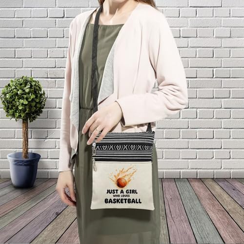 Just Love Basketball Messenger Bag Small Ethnic Pattern Printed Adjustable Strap Crossbody Zipper Bag Phone Bag Wallet Cute Shoulder Handbag for Basketball Lovers Women Friends3