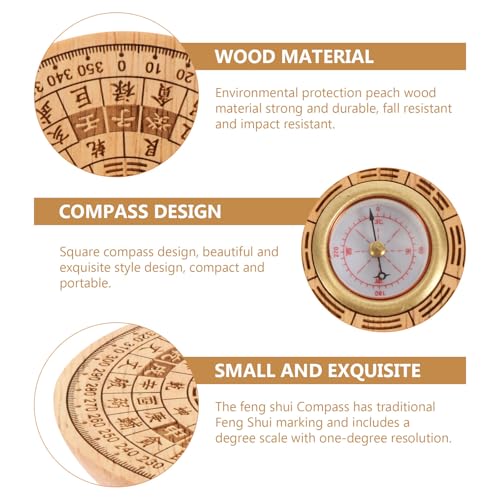 Brújula Feng Shui de Madera de Durazno con Escala Precisa para Camping miniatura 7