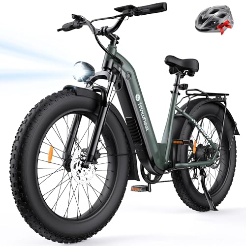 isinwheel U8 Plus Electric Bike for Adults,1500W Peak Motor Hydraulic Brake Ebike,Max 20/28MPH 75-105Miles Electric Bicycle with 13AH/18AH Battery,26" Step-Thru Fat Tire Commuter E Bike for