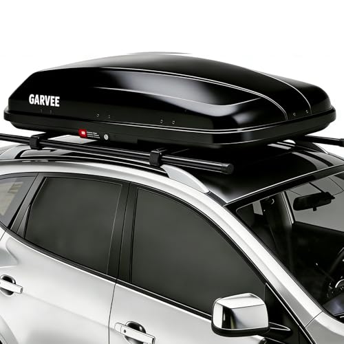 62 Inch Rooftop Cargo Box Carrier, 14 Cubic Ft. Hard Shell Roof Rack Cargo Carrier with Security Keys, 165 Lbs Capacity Waterproof Rooftop Storage Box, Dual Side Opening