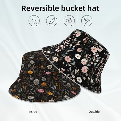 Image of Bucket Hat Double-Side-Wear Reversible Sun Hat Beach Travel Hiking for Women Men