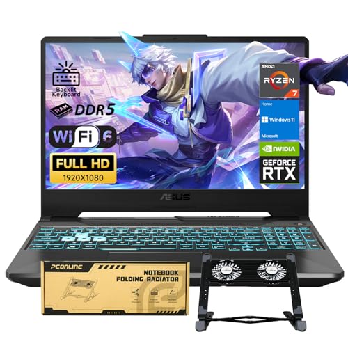 ASUS TUF A15 VR-Ready Gaming Laptop, 15.6' FHD 144Hz, AMD Ryzen 7 7435HS, NVIDIA GeForce RTX 3050, 32GB DDR5 RAM, 1TB SSD, Backlit KB, RJ-45, Bundle with PCO Notebook Fold Radiator, Cooler