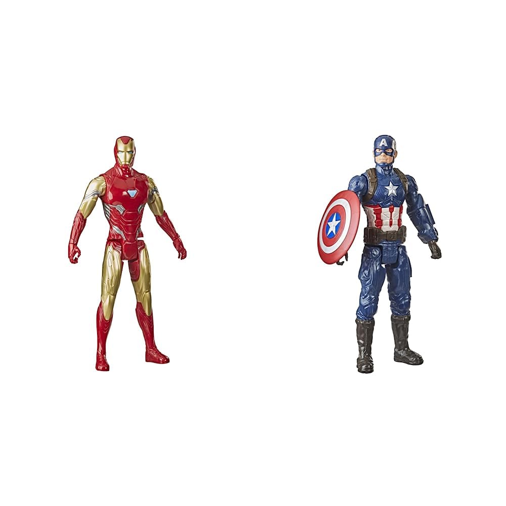 AvengersMarvel Titan Hero Series Collectible 30-cm Captain America Action Figure, Toy for Ages 4 and Up & Marvel Titan Hero Series Collectible 30CM Iron Man Action Figure, Toy For Ages 4 and Up