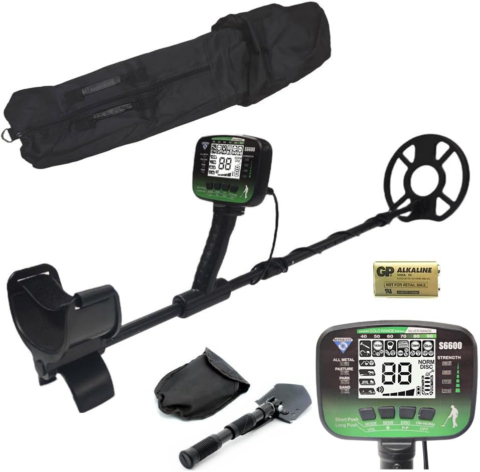 SuperEye S6600 Metal Detector - Waterproof, High Accuracy, 6 Modes, LCD Display | Professional Gold & Treasure Hunting for Adults | Explore Hidden Riches with Confidence, 9V Baterry Included