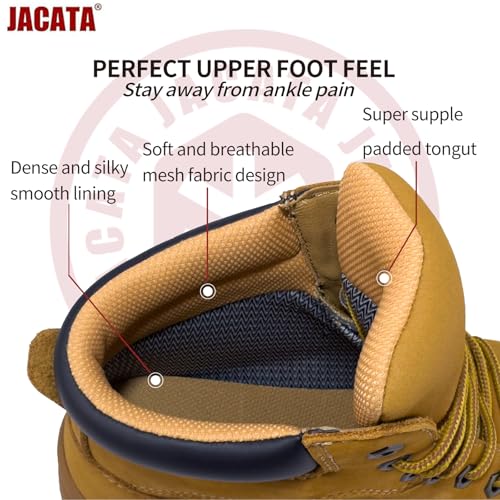 Image of Jacata Men's Work Boots for Construction Waterproof Slip Resistant Leather