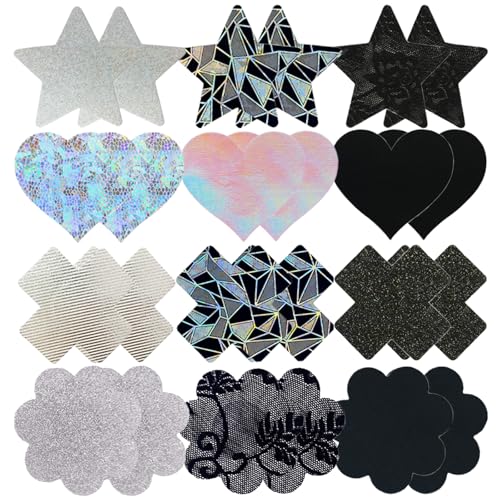 Nipple Pasties-Glitters Nipple Covers,Nipple Covers for Women Rave Party Disposable Sticky Breast Petals