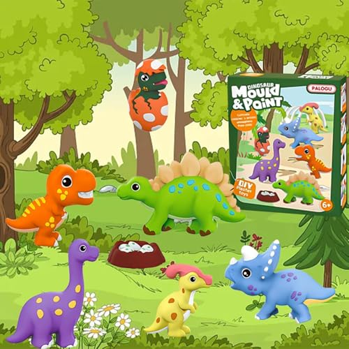 Image of SUPER TOY DIY Mould and Paint Craft kit, Paint Your Own Dinosaur Painting Kit Plaster Figurine Set with Pigments, Palette & Mold Art & Craft Set - Educational Toys for 3-12+ Year Old Boy & Girl