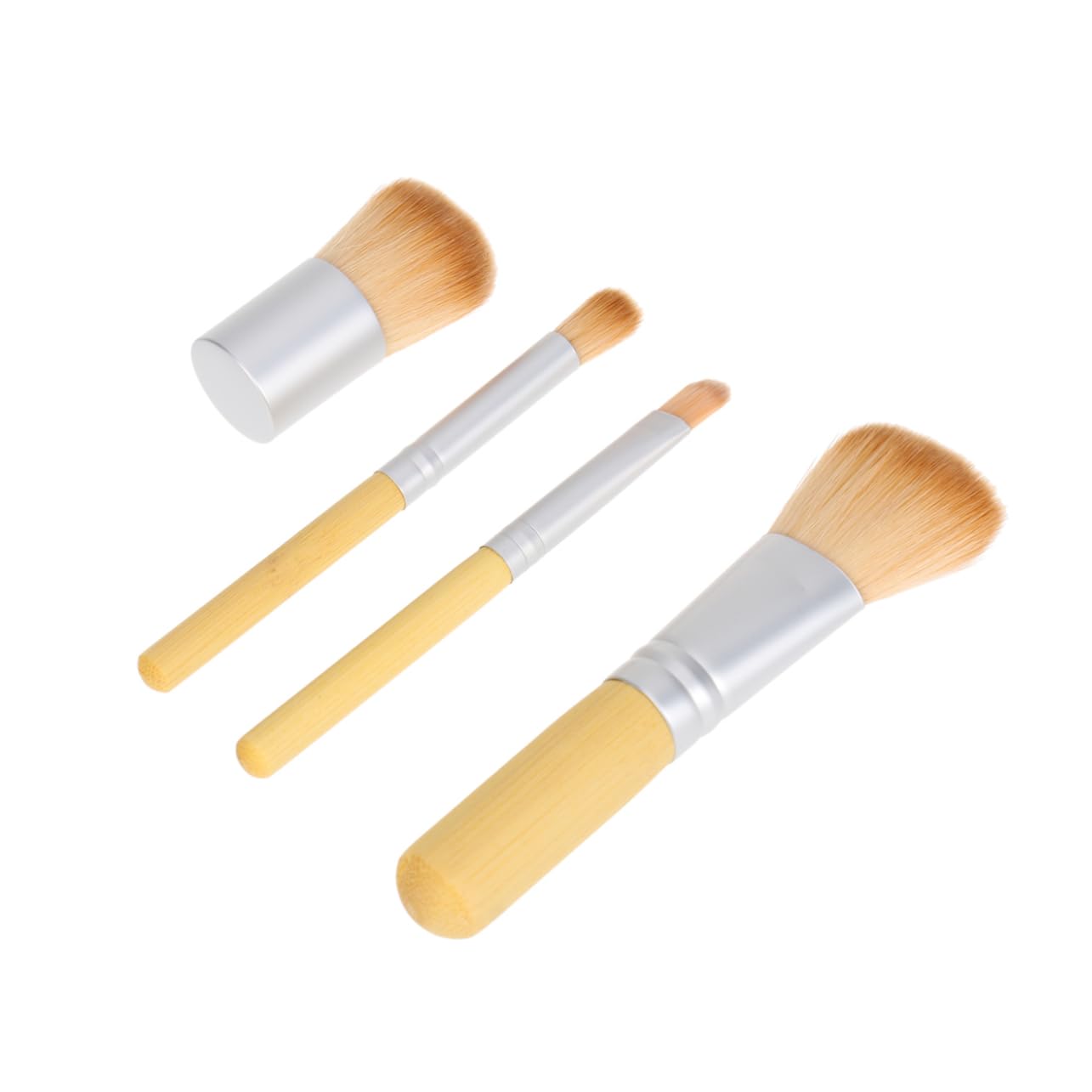 Healvian 4pcs Professional Makeup Brush with Handle and Linen Bag for Cosmetics Application and Blush Touch Up for Women