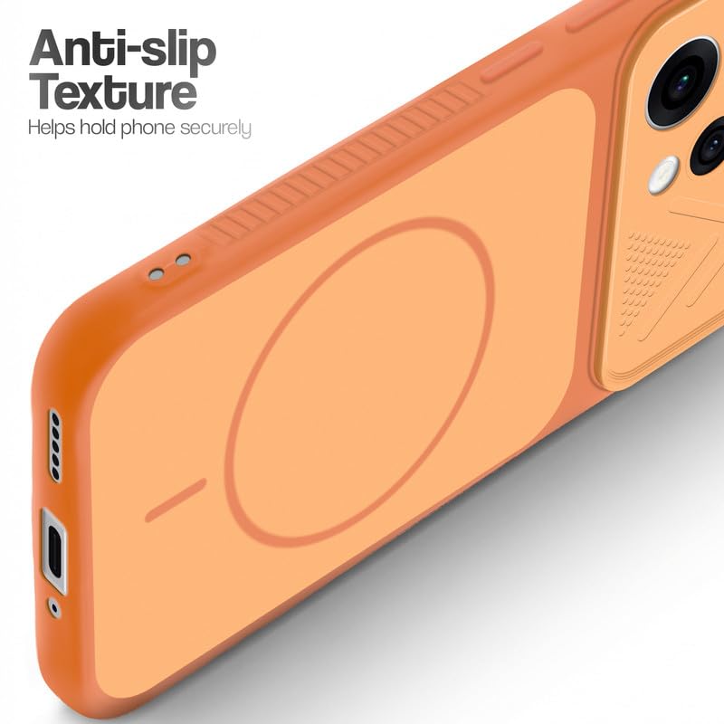 Image of Mr. Case Back Cover for Oppo Reno 15 5G | Ring Design Protective Case with Camera Cut Protection | Anti Slip Grip | Shockproof Mobile Cover - Orange