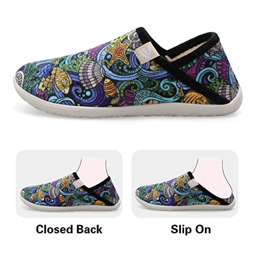 Image of Spesoul Fuzzy House Slippers for Women Men Indoor Closed Back Lightweight Cozy Faux Furry Lining Barefoot House Shoes Slipper Socks for Bedroom Home Office Yoga Outdoor Walking Shoes