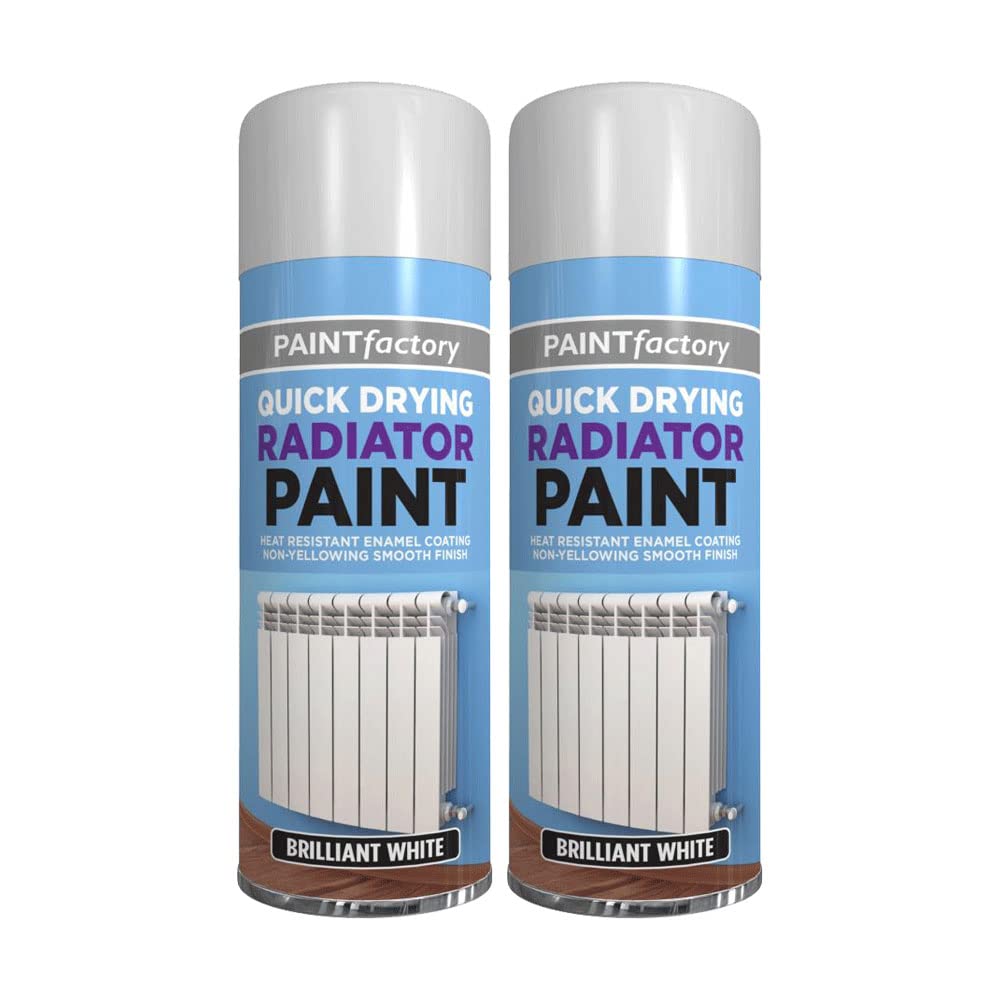 Classic Signature - 2 x Brilliant White Radiator Spray Paint 300ml Spray for Interior & Exterior Tough, Protect Against Rust Durable Finish