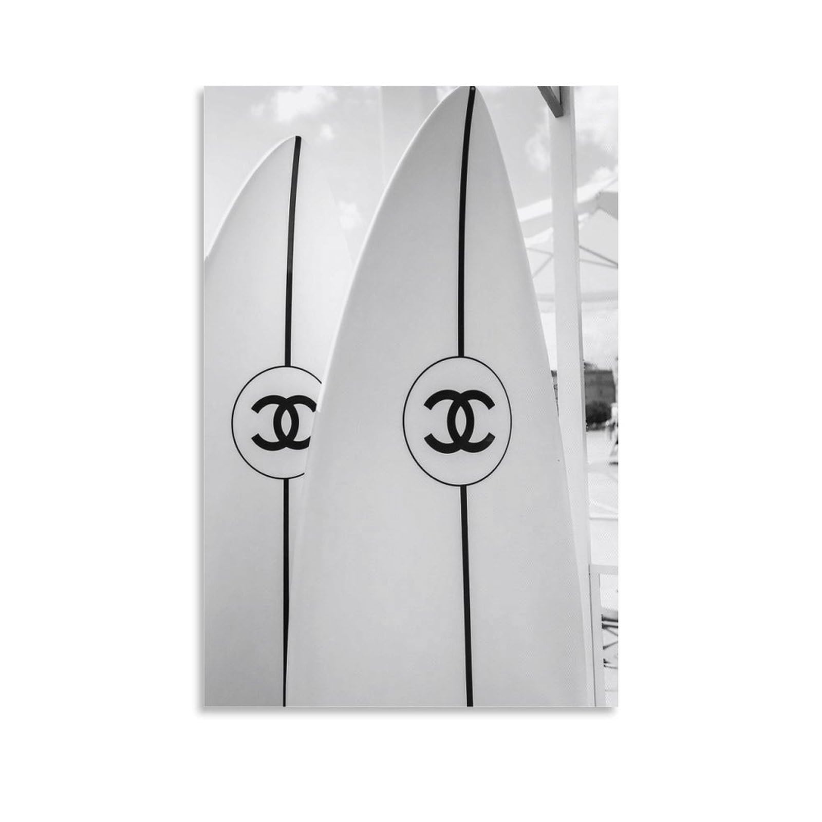 QZFNCOYU Black And White Beach Room Fashion Art Poster Canvas Poster Bedroom Decor Landscape Office Room Decor Gift 16x24inch(40x60cm)