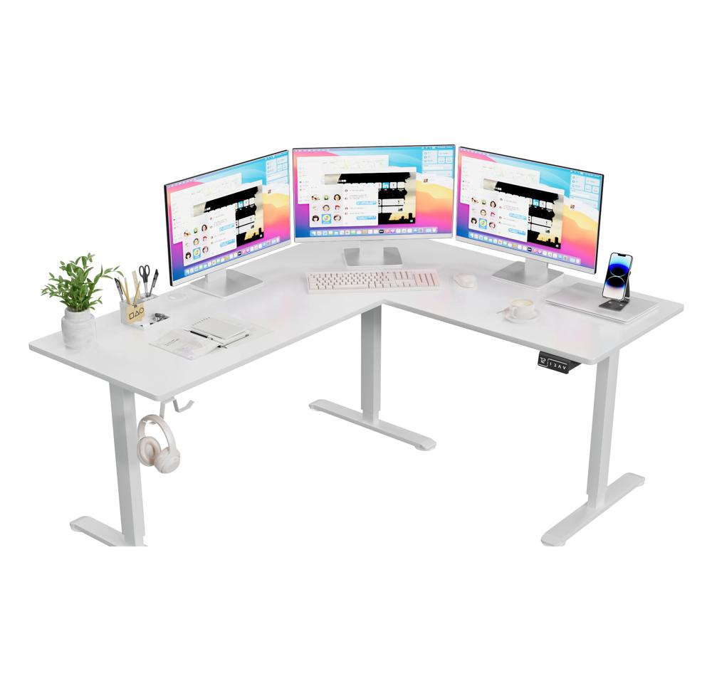 ホワイトデスク Amazon.com: Furmax 63 x 55 Inch L Shaped Standing Desk with 2