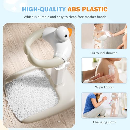 Image of Adjustable Height Baby Shower Stand with Anti-Slip Base, Bath Shower Standing Support, Portable Bath Helper