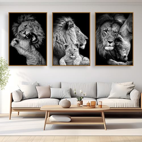 UGZDEA Löwe Leinwand Bilder, Schwarz Weiß Löwe und Löwin Poster...
