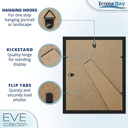 Icona Bay 10x8 Picture Fraes (White, 3 Pack), Sturdy Wood Coposite - View #8