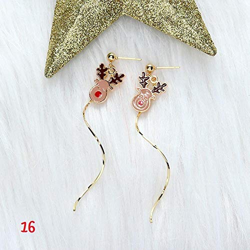 N/P Earrings Christmas Santa Claus Snow Snowman Bell Long Dangler Ball Women Stud Ear Drop – Image 5