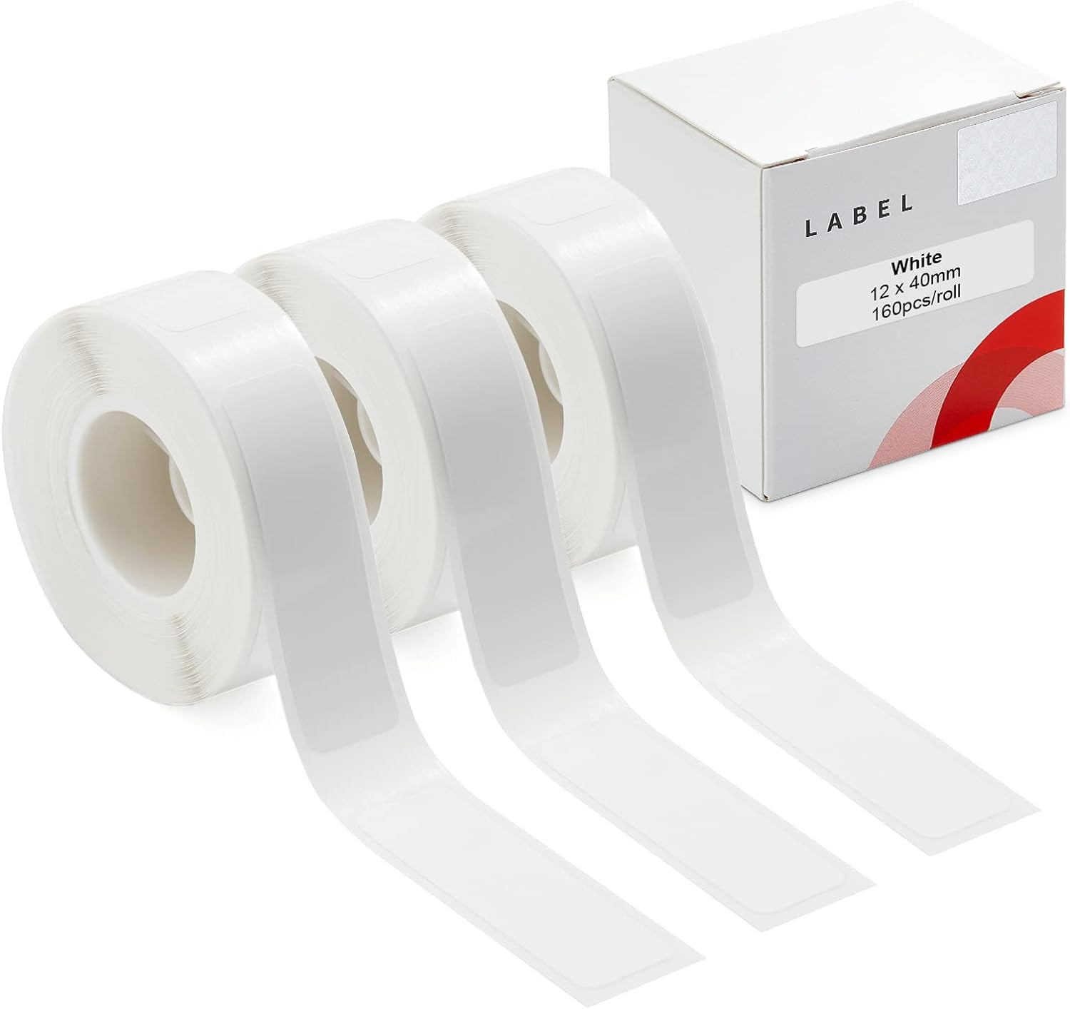 Label Maker Tape for NIIMBOT D11/D110/D101 Printer, 3 Rolls (480Pcs in Total) D11 Thermal Sticker Labels Waterproof Anti-Oil Paper White 12 * 40mm