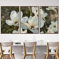 3 Piece Framed Canvas Wall Art White Blossom Canvas Prints Home Artwork Decoration for Living Room,Bedroom - 16