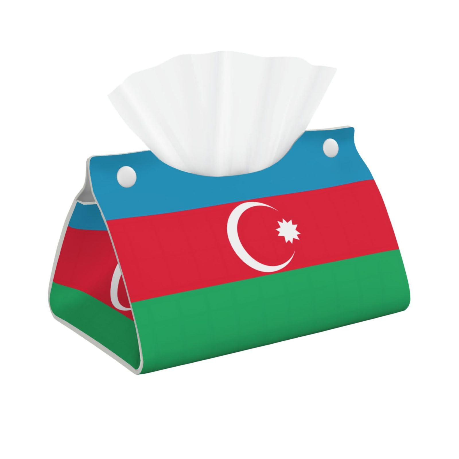 Flag of Azerbaijan Long Leather Tissue Box Cover-Waterproof PU Leather Tissue Holder for Bathroom, Decorative Rectangular Tissue Case