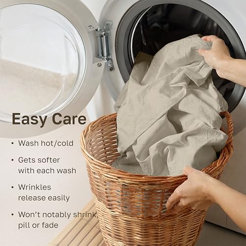 Image of California Design Den Full Size Bed Sheets Set - 600 Thread Count, 100% Cotton Sheets, Soft Sateen, Deep Pockets, Durable Bedding Set - Beige