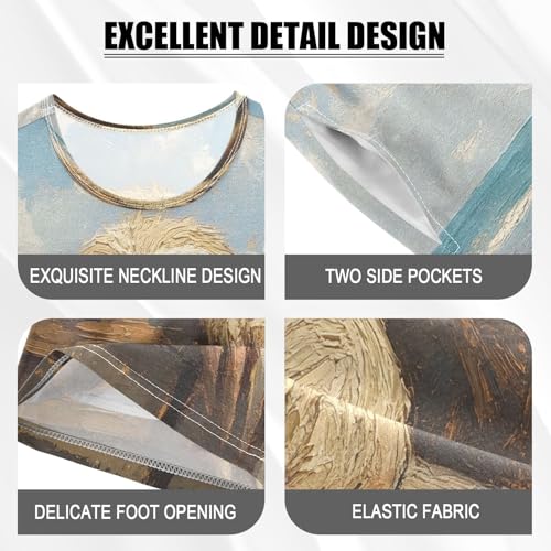 ALAZA Sloth Funny Ocean Sky Pajamas Set Short Sleeve Cotton Sleepwear Summer Pjs 2 Piece 5-14Y4