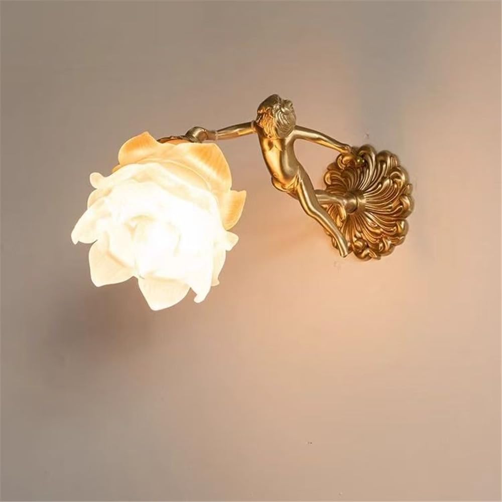 SXECAEPS Brass Wall Lamp LED - American Retro Style for Living Room, Bedroom, Aisle and Corridor Lighting