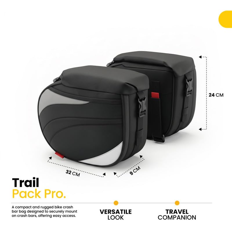 Image of FATMUG Motorcycle Crashbar Bag-Double Side Tank Bag, Extra Storage for Travel, Long Rides, Black