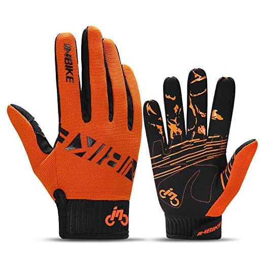 INBIKE Guantes Bicicleta Montaña Ciclismo Hombre Verano Invierno MTB Dedos Largos Pantalla Táctil Ciclista Bici Btt Carretera Entretiempo(Naranja-M)