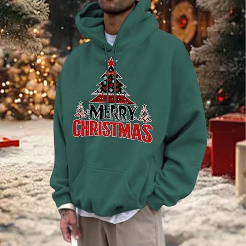 Men's Merry Christmas Graphic Hoodies Christmas Tree Sweatshirt Drop Shoulder Pullover Vacation Top Fall Party Home Work3