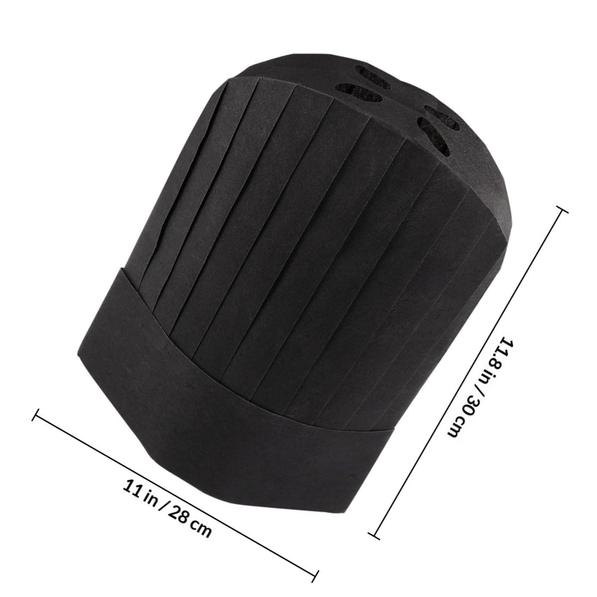 Outanaya Gorro de Chef Desechable Negro para Cocina, Cómodo y Amigable Piel, Hecho de Papel, Paquete de 20 Unidades para Escuelas de Catering y Colegios