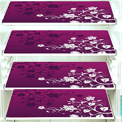Image of Pvc Refrigerator Drawer Mat /Fridge Mat Set of 6 Piece (11.5 X 17.5 Inches) (Wine Flower)