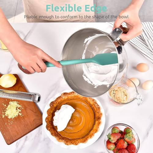 Image of ikis Silicone Spatula, Large Heat Resistant Flexible Scraper, Kitchen Mixing and Baking Tool, Red