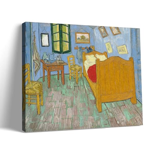 Bedroom in Arles by Van Gogh - Canvas Wall Art Framed Oil Painting Reproduction, High-Definition Scanned for Authentic Texture and Vibrant Colors, Ready to Hang,8x10 Inch