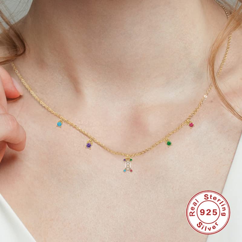 Color Diamond Star Moon Collana in Vero Argento Sterling 925 per Gioielli da Donna Collana Girocollo con Catena Fantasia Farfalla Smaltata