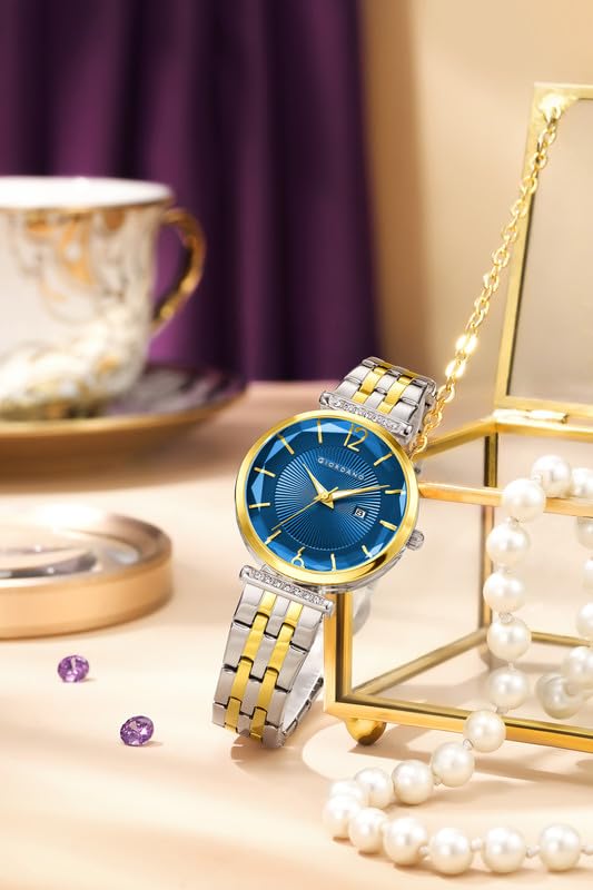 Image of Giordano Exquisite Analog Watch for Women with Round Cut Glass Textured Dial, Date Display Function, Quartz Movement and Stainless Steel Strap - GZ-60111
