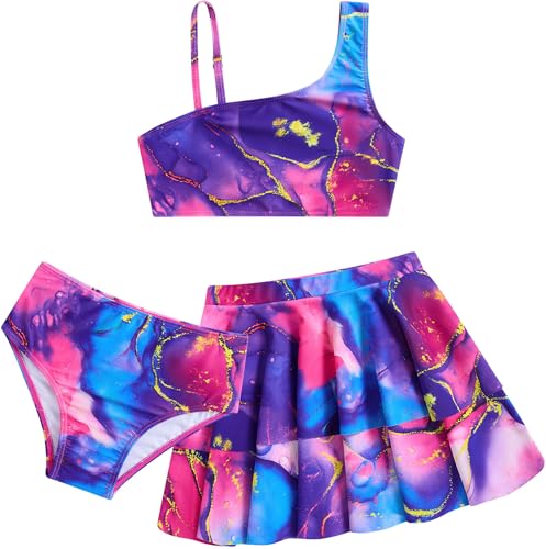 Image of RAISEVERN Girls Swimsuit 3 Piece Bathing Suits Cute Swimwear for 5-12 Years