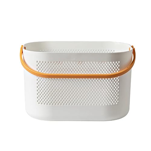 バスケット 風呂 かご 持ち運び 手提げ お風呂 カゴ 収納かご バスバスケット シャワー カゴ シャワーバスケット小物収納 温泉バッグ 多機能 水切り 温泉ポーチ スパバッグ バス用品収納 化粧品入れ (イエロー,小さい)