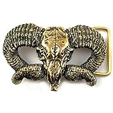 Ram Skull solid brass belt buckle, Handmade Bighorn wild west buckle, Mouflon tribal Trophy Skull belt buckle for leather belt, unisex gift