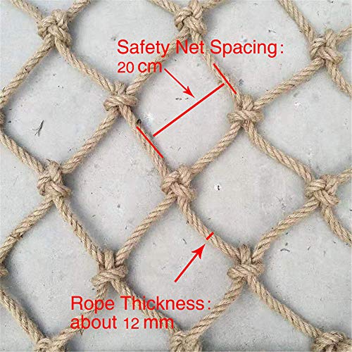 Klimnet voor Kinderen Milieuvriendelijk Henneptouwnet Klimnet voor Buitenrotswand Trainingsnet voor Binnenshuis Groot Gaas Verkrijgbaar in Meerdere Maten Dia 12mm,20cm,4 * 2M(13 * 7ft) - Image 3