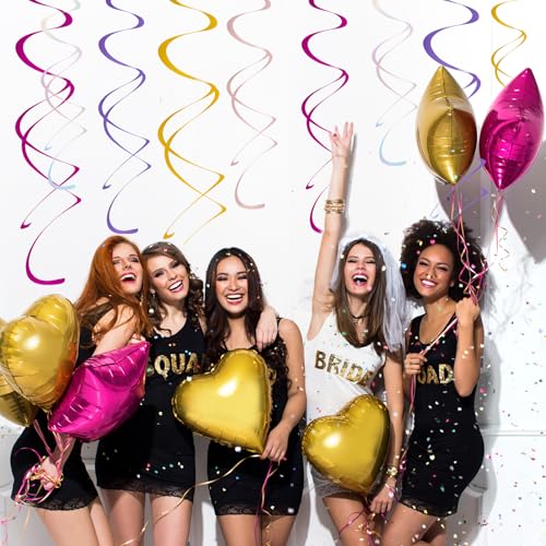 30PCS Colorful Hanging Swirl Party Decorations Ceiling Swirl Foil Decorations Plastic Streamer Themed Party Decoration for Wedding Birthday Thanksgiving Day Graduation Celebration