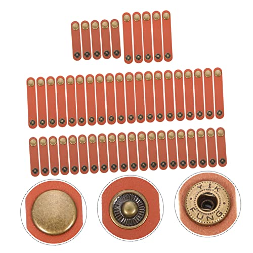 Housoutil 50 piezas Bridas de cuero para gestión de cables Duraderas Organizador de cables de auriculares con hebillas Diseño compacto para cables USB Auriculares y más Khaki Marrón miniatura 6