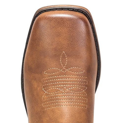 Image of IUV Cowboy Boots For Women Square Toe Cowgirl Wide Mid Calf Western Boots | Comfortable, Pull-on, Colorful Embroidered, Vintage-modern, Stylish for Daily Life and Outdoor Adventures.